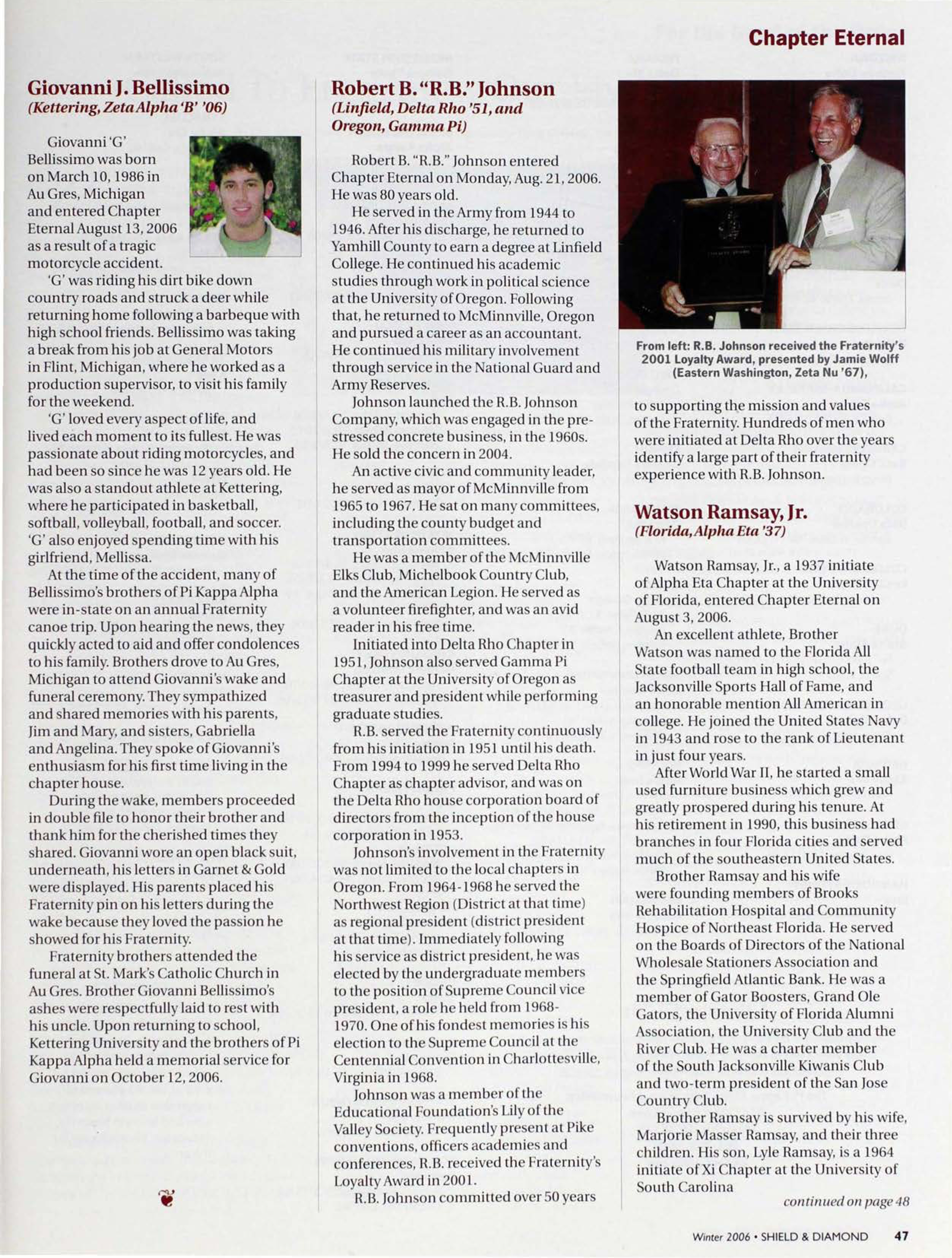 Chapter Eternal, Winter 2006